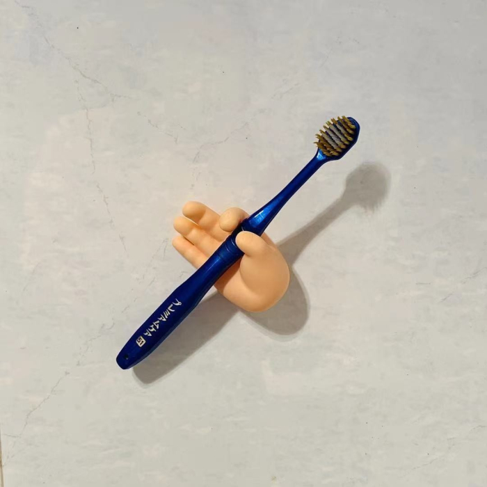 Suport de Baie , Multifunctional, pentru Periute/Cabluri, din PVC, cu Ventuza, Model Mana, 7 x 6.5 cm, Crem [2]