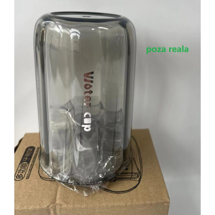 Suport Multifunctional 2 in 1, Pahar si Suport pentru Periuta de Dinti , Plastic, Dimensiune: 10.4 x 7.3 x 7.3 cm, Gri [2]