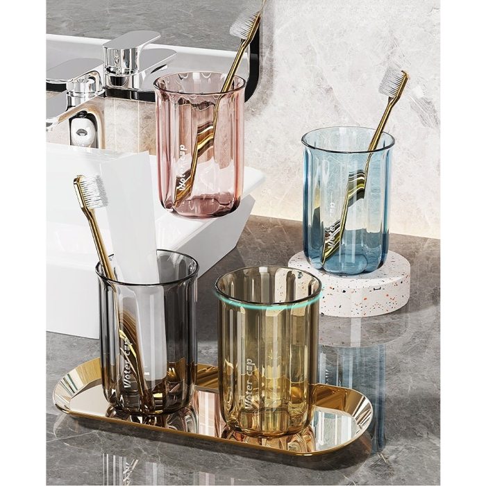 Suport Multifunctional 2 in 1, Pahar si Suport pentru Periuta de Dinti , Plastic, Dimensiune: 10.4 x 7.3 x 7.3 cm, Roz [4]