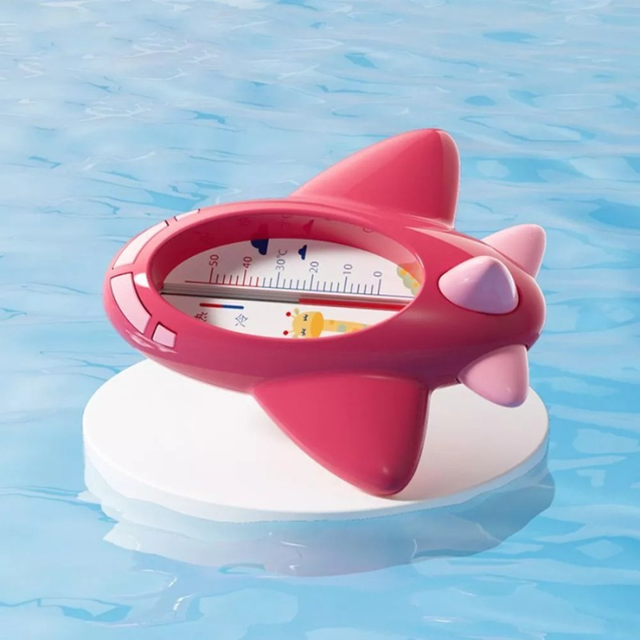 Termometru pentru Baie , Plutitor, Rezistent la apa, Multifunctional, Model Avion, 11x10x4 cm, Rosu [3]