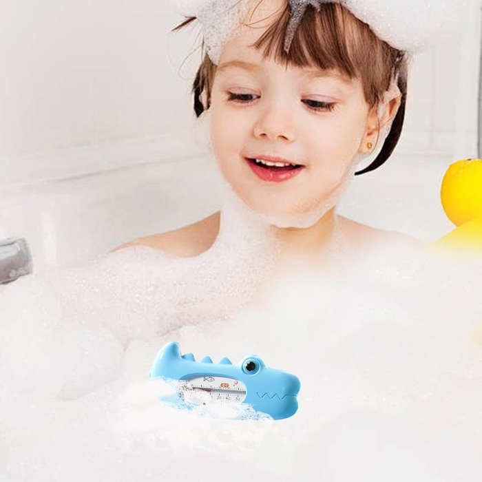 Termometru pentru Baie , Plutitor, Rezistent la apa, Multifunctional, Model Crocodil, 2.7x6.5x3.7 cm, Albastru [4]