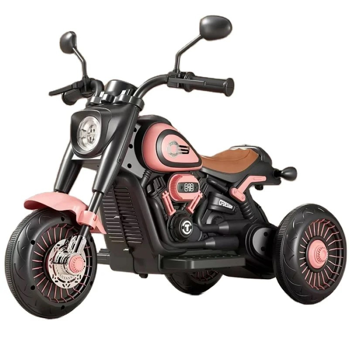 Tricicleta Electrica pentru Copii, Flippy, Tricicleta DUAL-DRIVE 380*2 Baterie 6V 4.5, Bluetooth, Sistem Anti-Rasturnare, Sistem de Lumini si Sunet, 5+ Ani, 80 x 60 x 42 cm, Roz Negru [1]