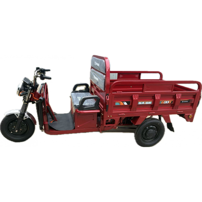 Triciclu Electic de Marfa Chuanqi, Saige, Fara Permis, Motor 1600W, Baterie 72V32Ah, Autonomie 60km, 250x88x115 cm, Viteza Maxima 25km/h, Rosu [2]