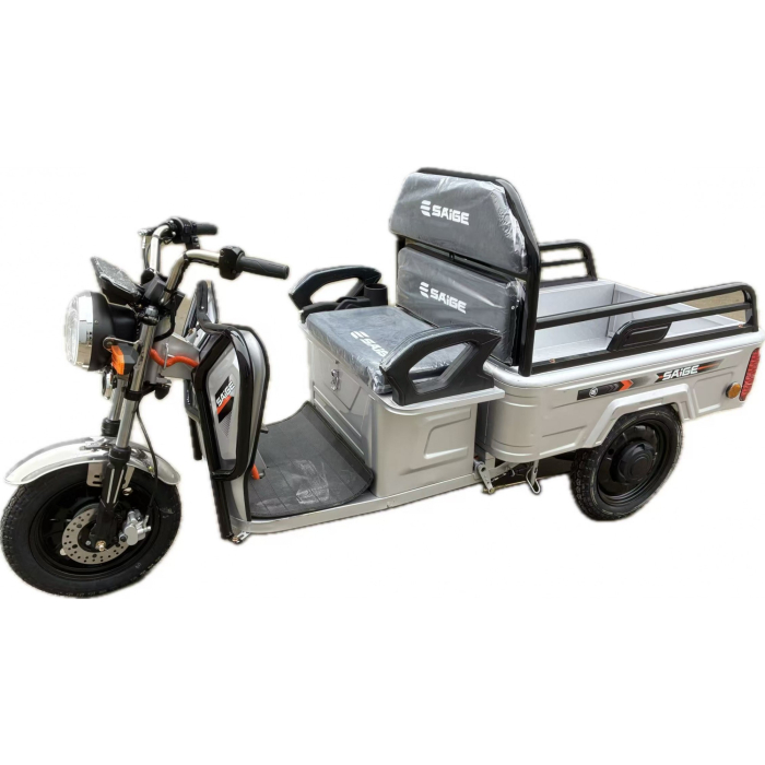 Triciclu Electric de Marfa XPB, Saige, Viteza Maxima 25 km/h, Motor 1600W, Baterie 60V/20Ah, Fara Permis, Mototricicleta Electrica de Transport, Gri [2]