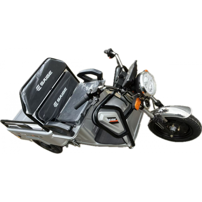 Triciclu Electric de Marfa XPB, Saige, Viteza Maxima 25 km/h, Motor 1600W, Baterie 60V/20Ah, Fara Permis, Mototricicleta Electrica de Transport, Gri [3]
