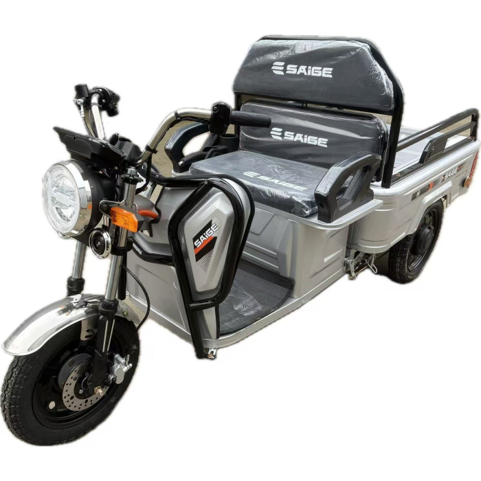 Triciclu Electric de Marfa XPB, Saige, Viteza Maxima 25 km/h, Motor 1600W, Baterie 60V/20Ah, Fara Permis, Mototricicleta Electrica de Transport, Gri [1]