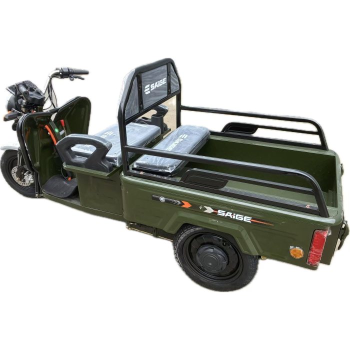 Triciclu Electric de Marfa XPB, Saige, Viteza Maxima 25 km/h, Motor 1600W, Baterie 60V/20Ah, Fara Permis, Mototricicleta Electrica de Transport, Verde [9]