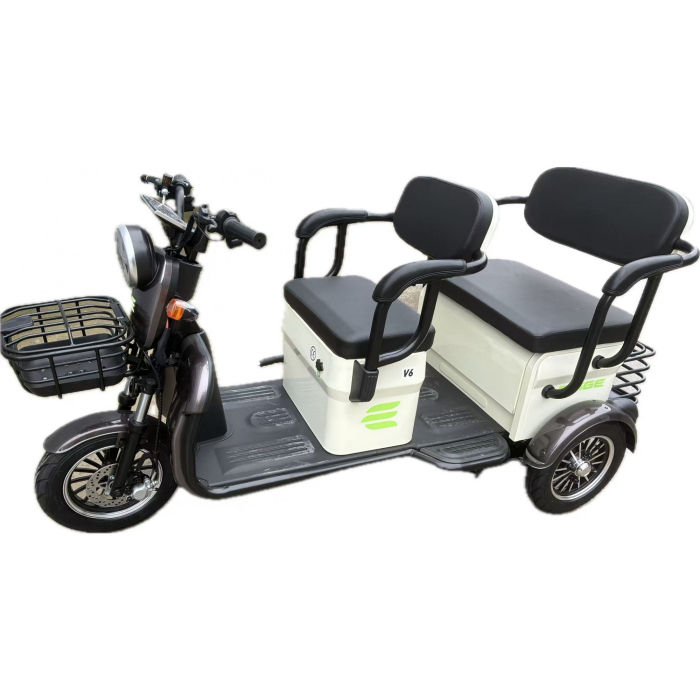 Triciclu Electric V6, Saige, Fara Permis, cu Doua Locuri, Motor 1800W, Baterie 72V24Ah, Autonomie 60km, 220x88x105 cm, Viteza Maxima 25km/h, Alb Coffee [7]