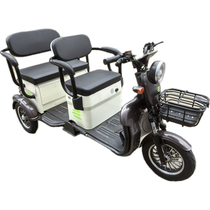 Triciclu Electric V6, Saige, Fara Permis, cu Doua Locuri, Motor 1800W, Baterie 72V24Ah, Autonomie 60km, 220x88x105 cm, Viteza Maxima 25km/h, Alb Coffee [5]