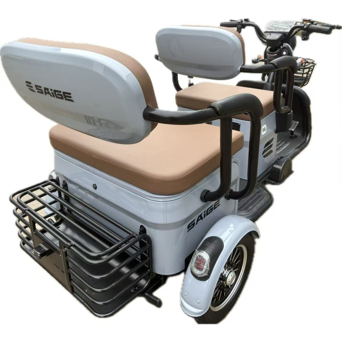 Triciclu Electric V6, Saige, Fara Permis, cu Doua Locuri, Motor 1800W, Baterie 72V24Ah, Autonomie 60km, 220x88x105 cm, Viteza Maxima 25km/h, Gri [14]