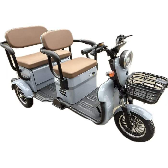 Triciclu Electric V6, Saige, Fara Permis, cu Doua Locuri, Motor 1800W, Baterie 72V24Ah, Autonomie 60km, 220x88x105 cm, Viteza Maxima 25km/h, Gri [13]