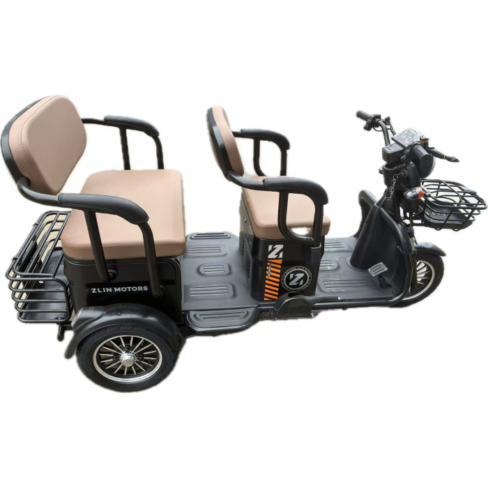 Triciclu Electric V6, Saige, Fara Permis, cu Doua Locuri, Motor 1800W, Baterie 72V24Ah, Autonomie 60km, 220x88x105 cm, Viteza Maxima 25km/h, Negru OldStyle [2]