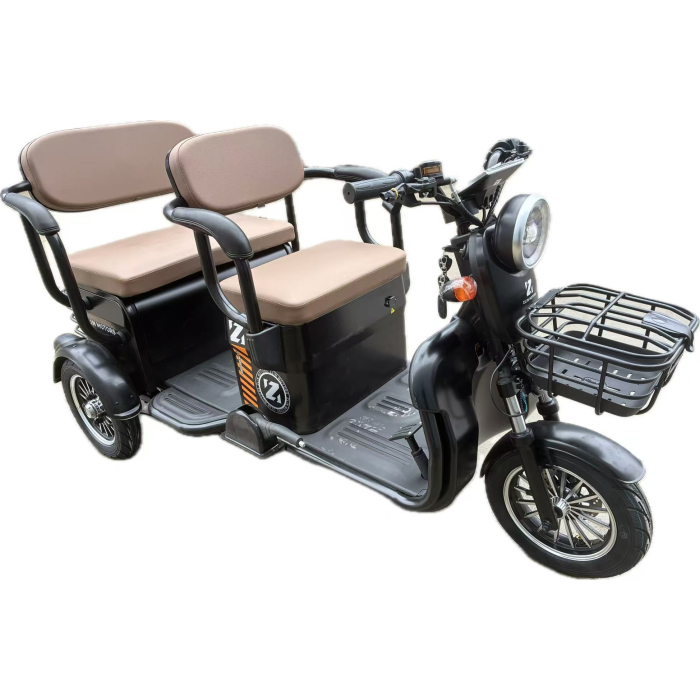 Triciclu Electric V6, Saige, Fara Permis, cu Doua Locuri, Motor 1800W, Baterie 72V24Ah, Autonomie 60km, 220x88x105 cm, Viteza Maxima 25km/h, Negru OldStyle [10]