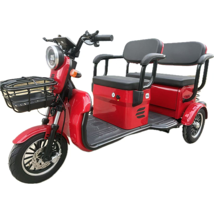 Triciclu Electric V6, Saige, Fara Permis, cu Doua Locuri, Motor 1800W, Baterie 72V24Ah, Autonomie 60km, 220x88x105 cm, Viteza Maxima 25km/h, Rosu [1]