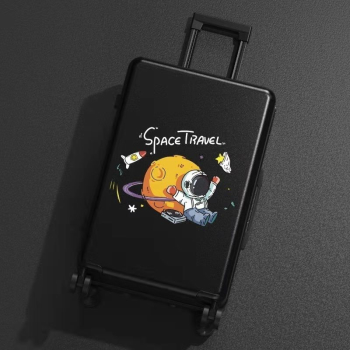 Troler de Calatorie, Flippy, 56 x 35 x 22 cm, 4 Roti, Maner Reglabil, din ABS, cu Fermoar, Blocare cu Cod, Impermeabil, Model Astronaut, Negru [8]