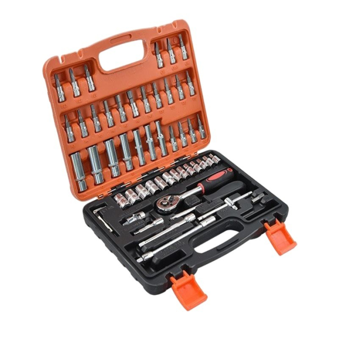 Trusa Chei Tubulare, Set 53 de Piese, Flippy, Surubelnita, Clichet, Tubulare, Imbus, Prelungitor, 27 x 20 x 5.5 cm, 1.5 kg, Cutie Rosu [4]