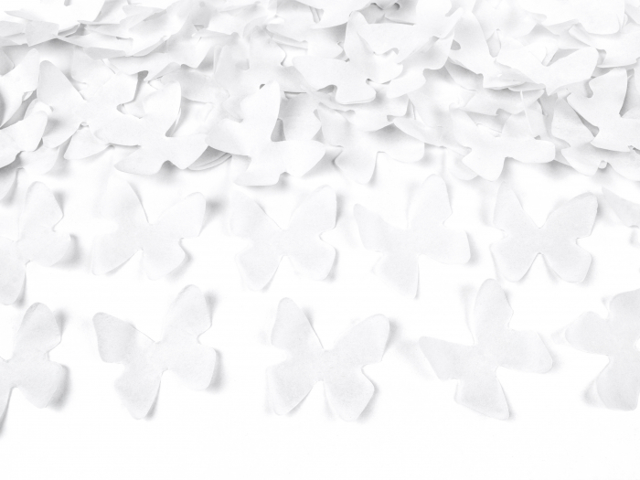 Tun de confetti cu fluturi, alb, 40cm [2]