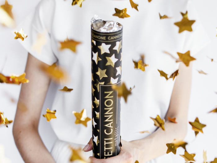 Tun de confetti cu stele, auriu, 60cm [4]