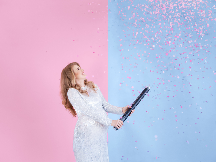 Tun de confetti pentru dezvăluirea genului copilului - Ready to Pop, roz, 60cm [3]
