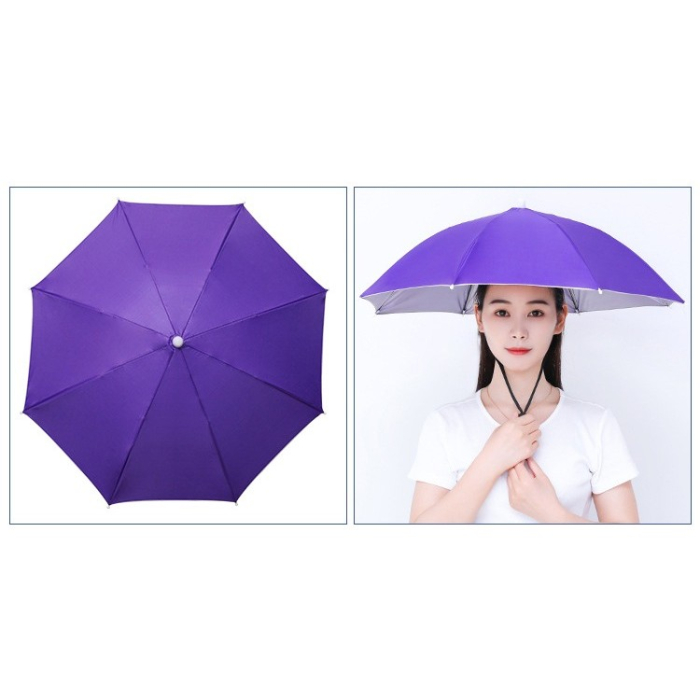 Umbrela de Cap , Diametru 69 cm, Snur Reglabil de Cap, Protectie UV/Ploaie, Mov [3]