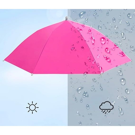 Umbrela de Cap , Diametru 69 cm, Snur Reglabil de Cap, Protectie UV/Ploaie, Roz [7]