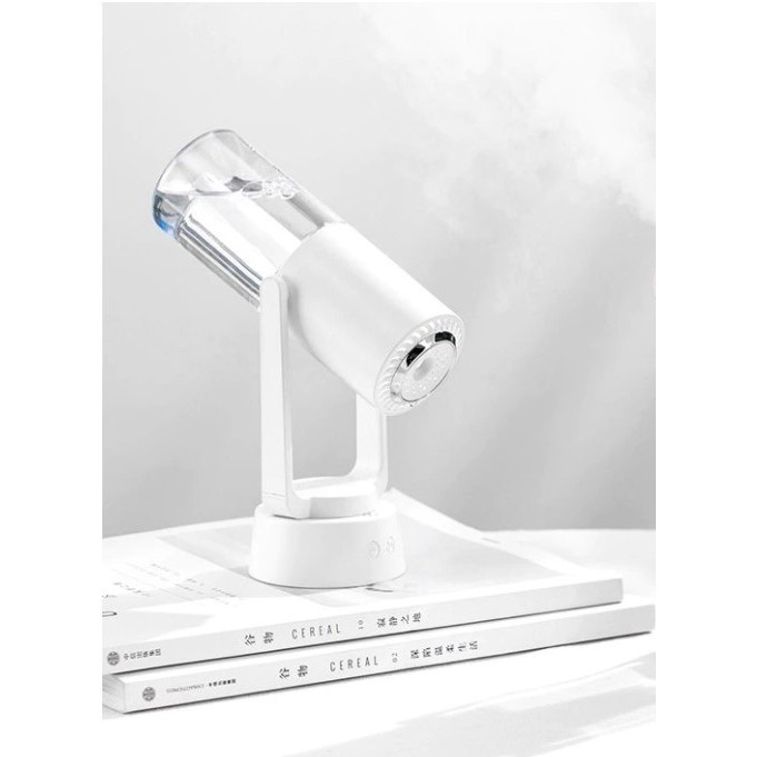 Umidificator si Purificator aer ultrasonic portabil, rezervor 200ml, cu ioni negativi, LED 7 culori, rotatie 360 grade, Alb [4]