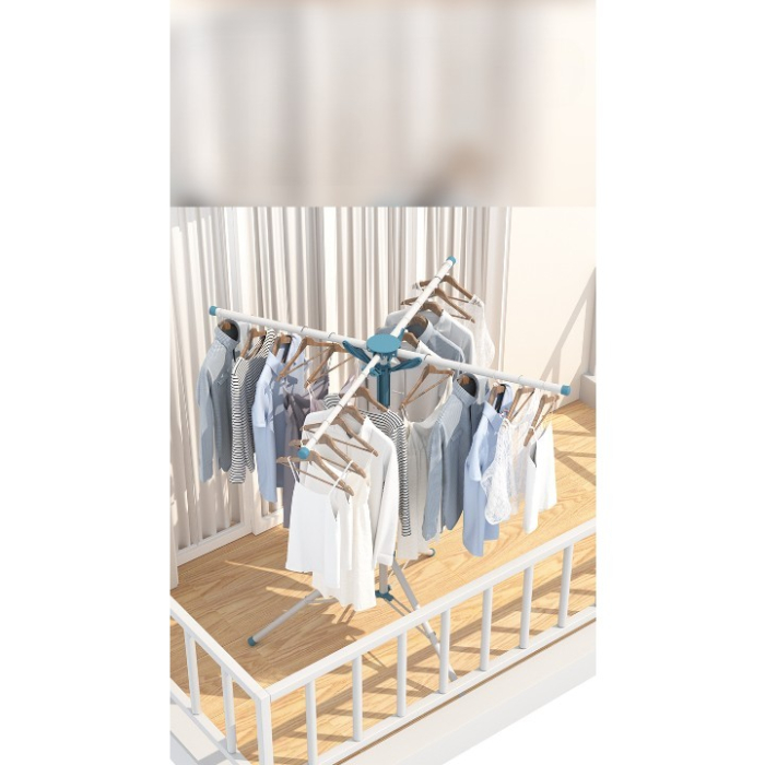 Uscator de  Rufe, Flippy, Tip Umbrela, Pliabil, Telescopic, pentru Interior-Exterior, cu Patru Tije, Picior Anti-Alunecare, Inaltime Ajustabila, 108 pana la 165 cm, Alb [4]