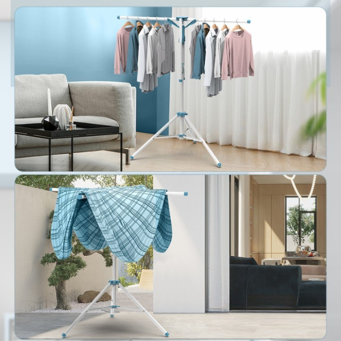 Uscator de  Rufe, Flippy, Tip Umbrela, Pliabil, Telescopic, pentru Interior-Exterior, cu Patru Tije, Picior Anti-Alunecare, Inaltime Ajustabila, 108 pana la 165 cm, Alb [3]