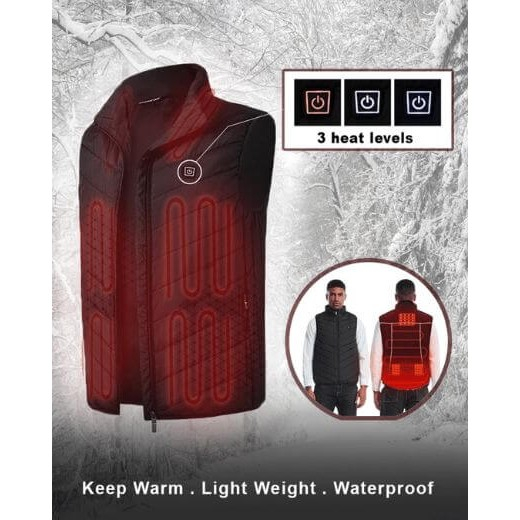 Vesta Inteligenta Incalzita, Flippy, Unisex, 2 Zone de Incalzire, Umplutura Bumbac, 3 Trepte de Temperatura, Incarcare USB, Negru, sub 45 kg, Marime S [9]