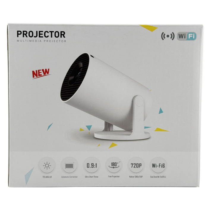 Video Proiector Portabil cilindric HY300PRO+, Flippy, Inteligent, ULTRA HD 1920 x 1080, Wireless, Compatibil cu Android/iOS, 13 x 11 x 9 cm, Alb [7]