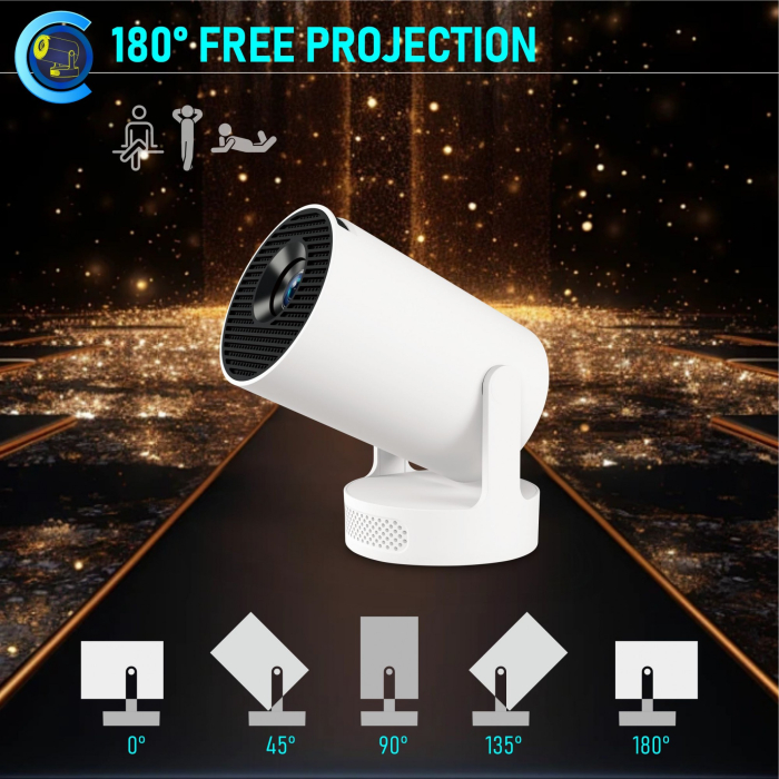 Video Proiector Portabil cilindric HY300ULTRA, Flippy, Inteligent, ULTRA HD 4K 1920 x 1080, Wireless, Compatibil cu Android/iOS, DC, 17 x 11 x 9.5 cm, Alb [10]