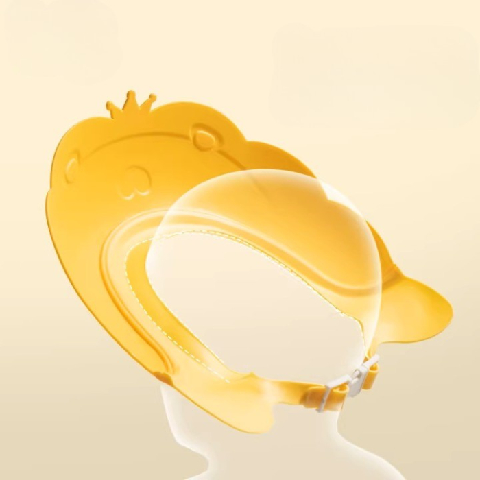 Viziera de Protectie Baie Pentru Copii, Fippy, Model Coronita Leu, Dimensiune ajustabila, Durabil, Usor de curatat, Impotriva Samponului, pentru Ochi si Urechi, TPE+PP, 21x20.5 cm, Galben [3]