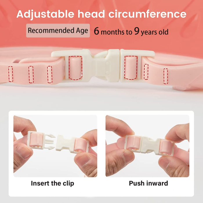 Viziera de Protectie Baie Pentru Copii, Fippy, Model Hipopotam, Dimensiune ajustabila, Durabil, Usor de curatat, Impotriva Samponului, pentru Ochi si Urechi, TPE+PP, 22x21 cm, Rosu [3]