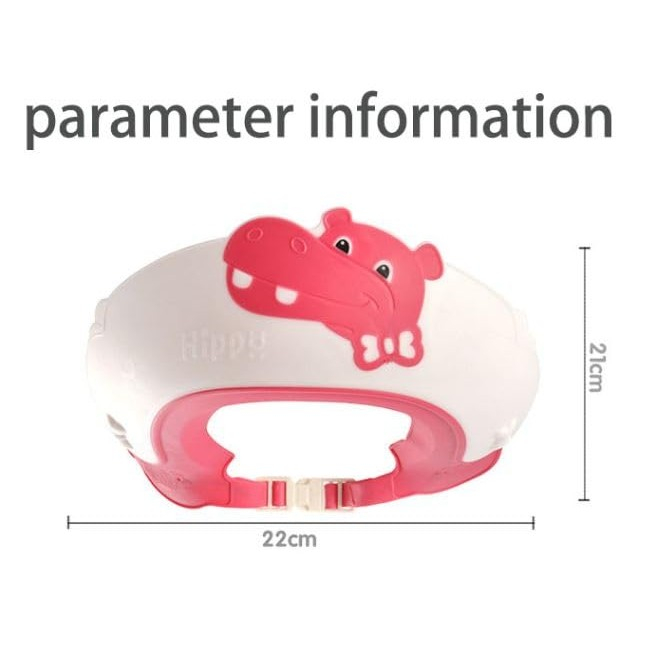 Viziera de Protectie Baie Pentru Copii, Fippy, Model Hipopotam, Dimensiune ajustabila, Durabil, Usor de curatat, Impotriva Samponului, pentru Ochi si Urechi, TPE+PP, 22x21 cm, Rosu [6]