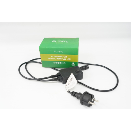 Craciun - Alimentator furtun luminos, rezista pana la 50 m, Flippy, 8 jocuri de lumini, fir negru