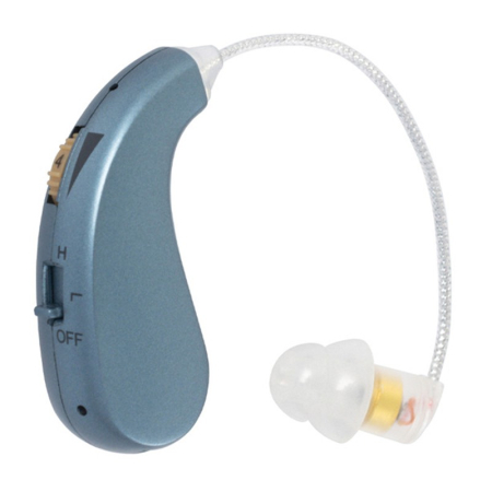 Sanatate si confort - Aparat auditiv retroauricular BTE Reincarcabil, Flippy, Set 2 bucati Stinga Dreapta, Standard European, Aparat auditiv Cu incarcator, Aparat pentru Auz, 12 x 8.5 x 4 cm, 89 g, Albastru