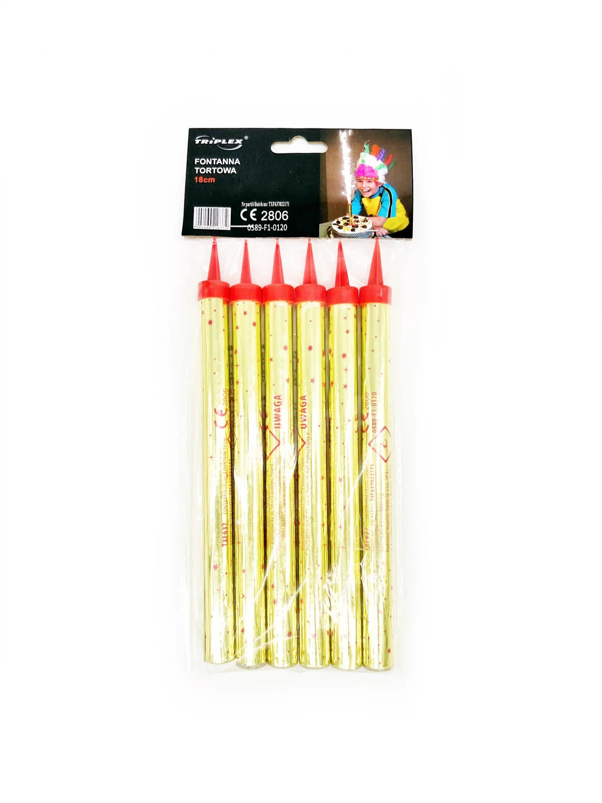 Petrecere Valentines Day - Artificii pentru tort aurii 18 cm set 6 buc