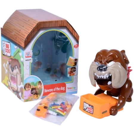 Jucarii si Jocuri - Atentie, Caine Rau! Joc Interactiv Cu Bulldog Si Accesorii Pentru Copii, Jucarie Amuzanta Cu Mecanism Surpriza Si Reactie Rapida, Joc De Masa Cu Suspans Pentru Familie Si Prieteni, Jucarie Distractiva