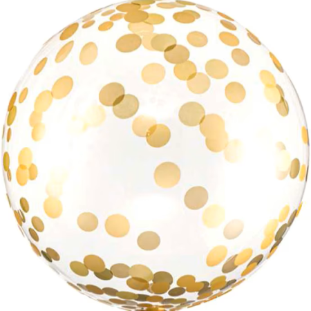 Cutii Pentru Baloane - Balon BOBO PVC transparent cu print buline aurii 40cm, ORB16-2-019