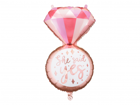 Petrecerea Burlacitelor - Balon de folie inel "she said yes" 41 x 72 cm