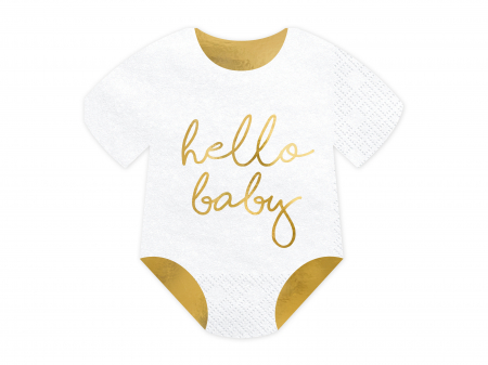 Botez - Set 20 servetele Body - Hello Baby, albe, 16x16cm