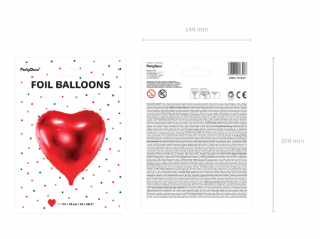 Balon din folie Inimă, roșu 72x73 cm [2]