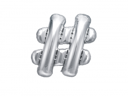 Baloane litera - Balon folie #, 35cm, argintiu (1 buc.)