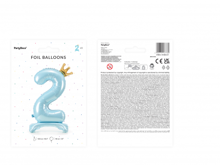 Balon folie cu suport Numărul "2", 84 cm, albastru cer (1 pachet / 1 buc.) [2]