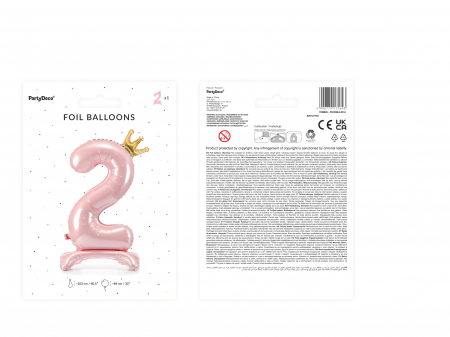 Balon folie cu suport Numărul "2", 84 cm, roz deschis (1 pachet / 1 buc.) [1]