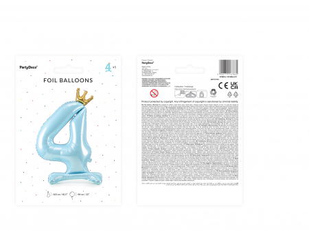 Balon folie cu suport Numărul "4", 84 cm, albastru cer (1 pachet / 1 buc.) [2]