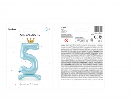 Balon folie cu suport Numărul "5", 84 cm, albastru cer (1 pachet / 1 buc.) [2]