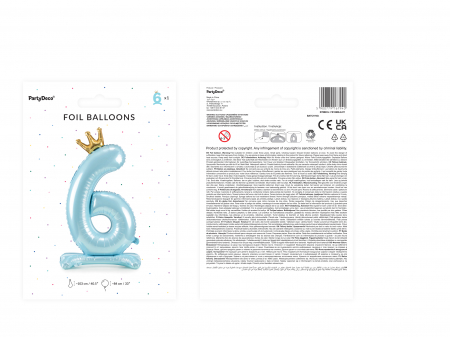 Balon folie cu suport Numărul "6", 84 cm, albastru cer (1 pachet / 1 buc.) [2]