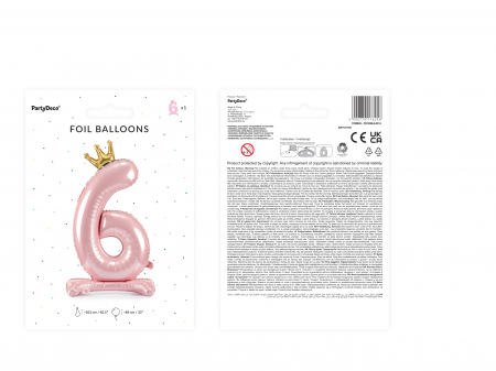 Balon folie cu suport Numărul "6", 84 cm, roz deschis (1 pachet / 1 buc.) [1]