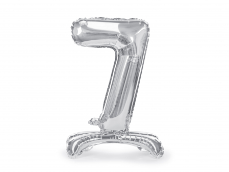 BALOANE - Balon folie cu suport Numărul "7", 70 cm, argintiu (1 pachet / 1 buc.)